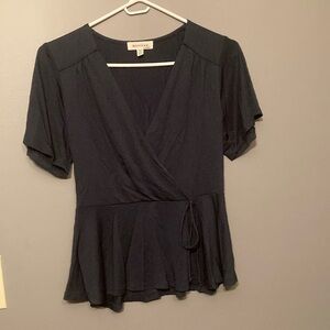 Monteau Black Wrap Top